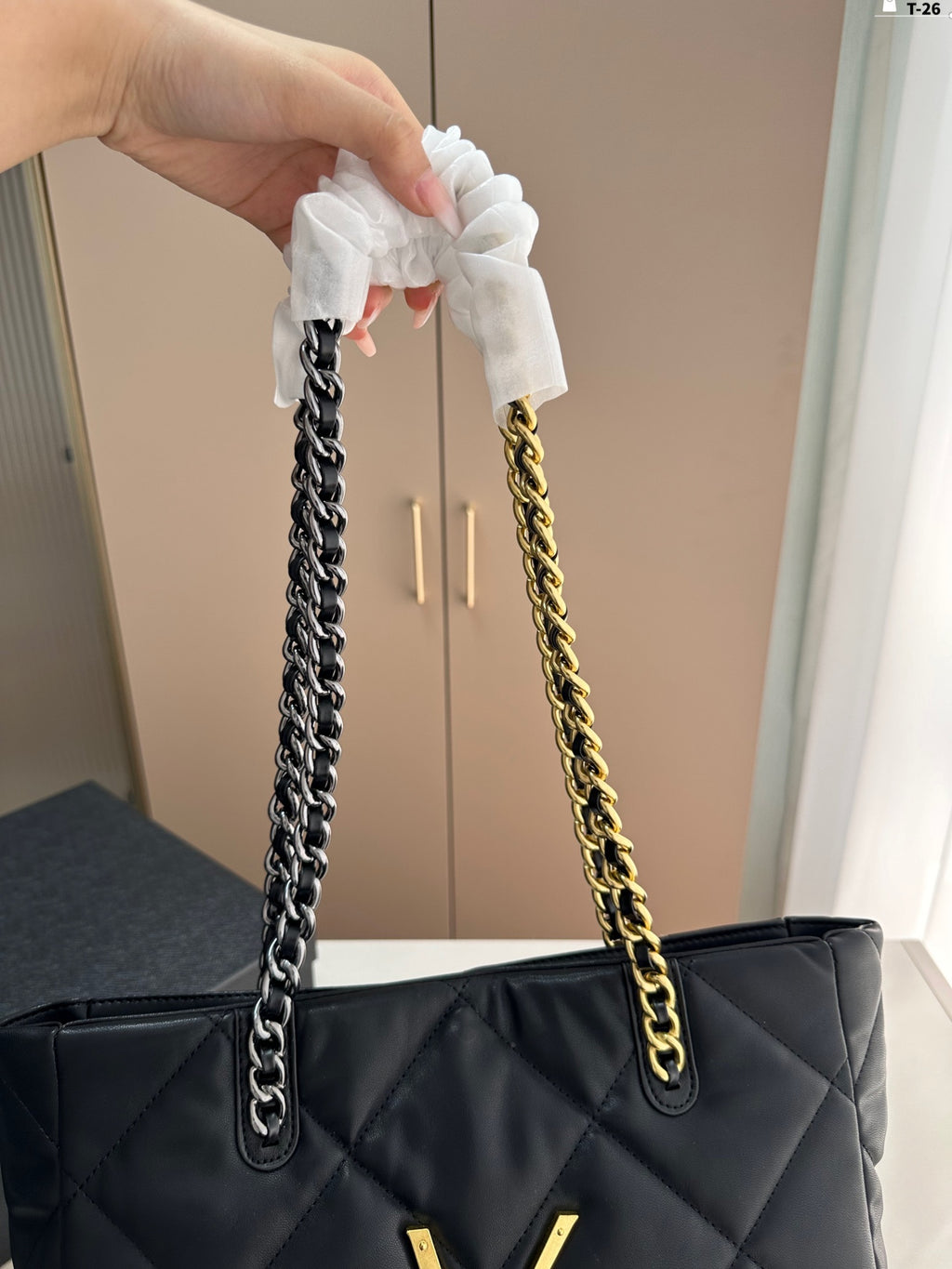 Y fashion rhombus chain tote bag 0724061208