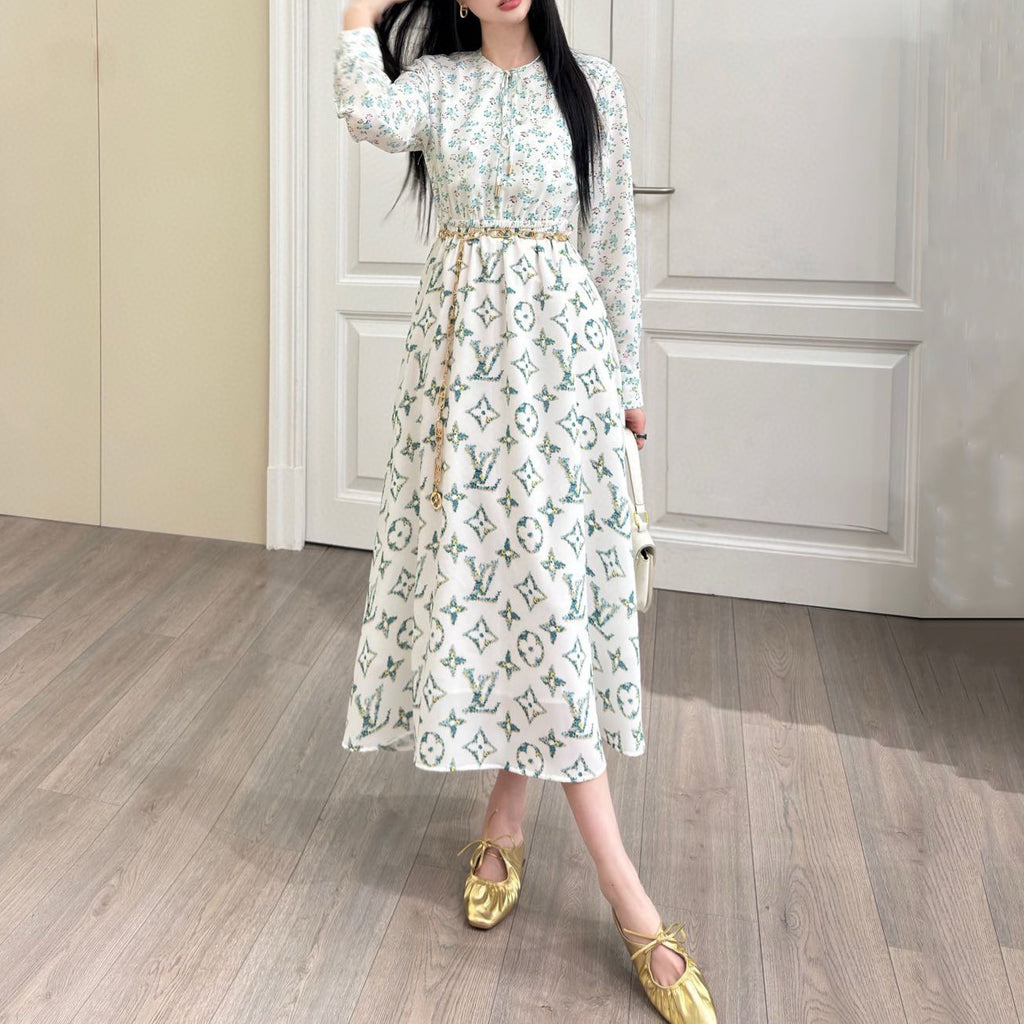 New small floral dress(With waist chain) 1824050608