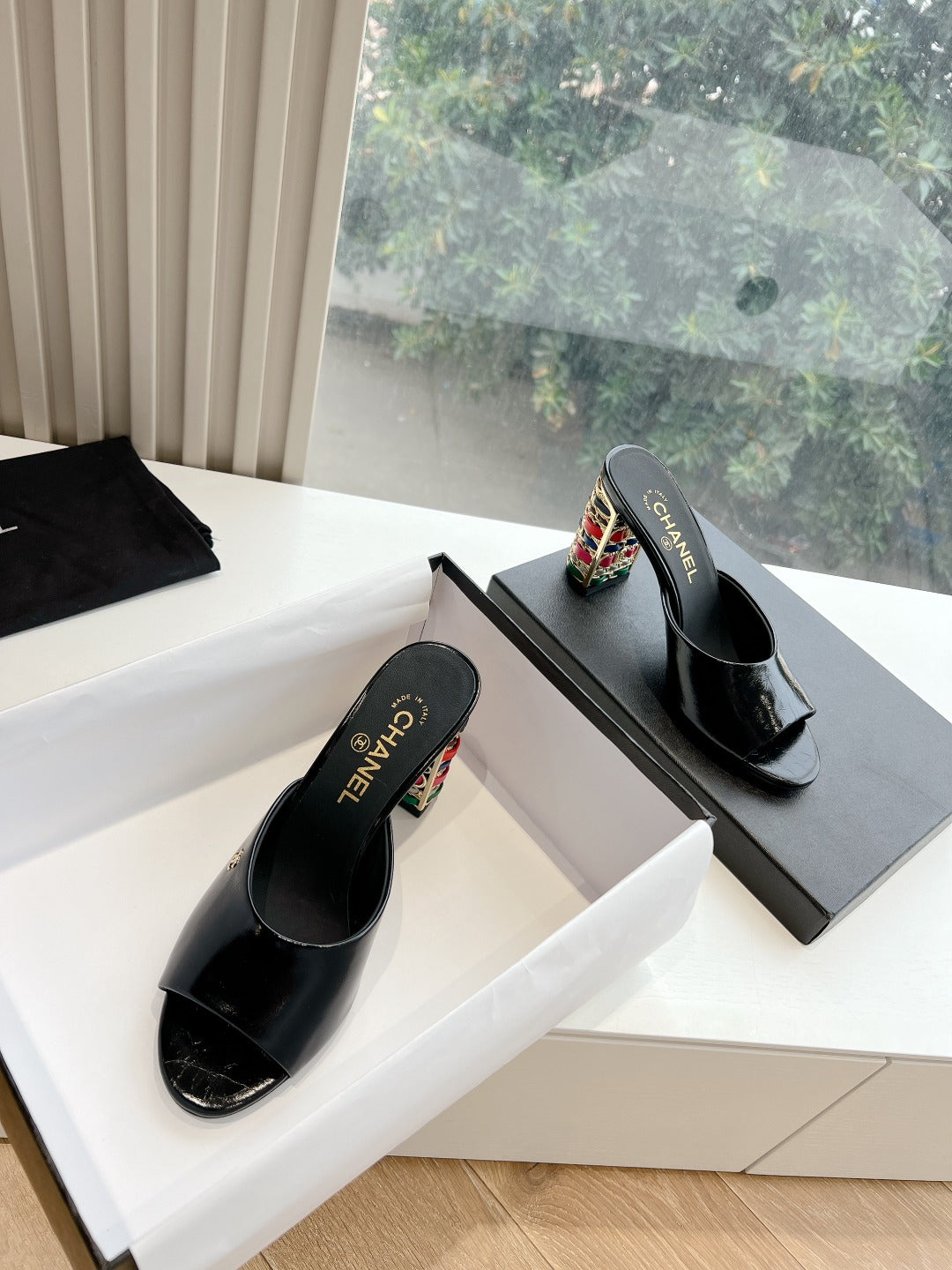 Chane1 top fashion classic high heel slippers 0724030821