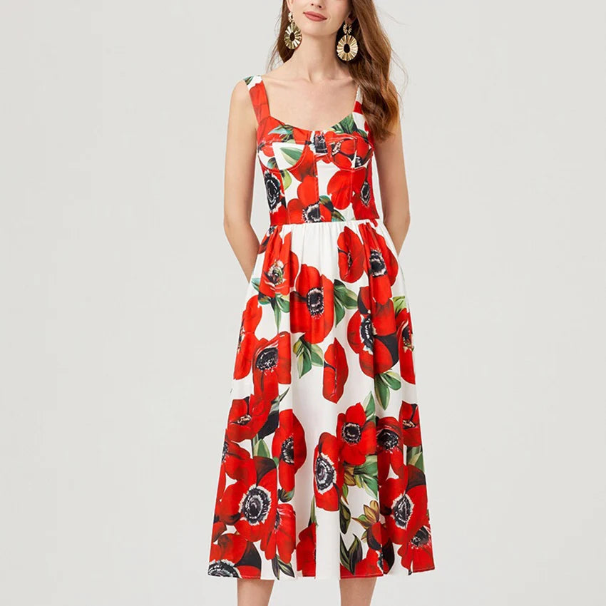 Luxurious fashion printed backless long dress 1024052708