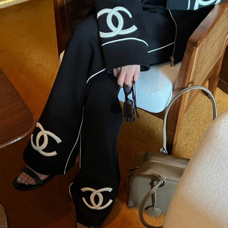 CH New Fashion Women Stand‑Collar Tracksuit Set  XC1326090420