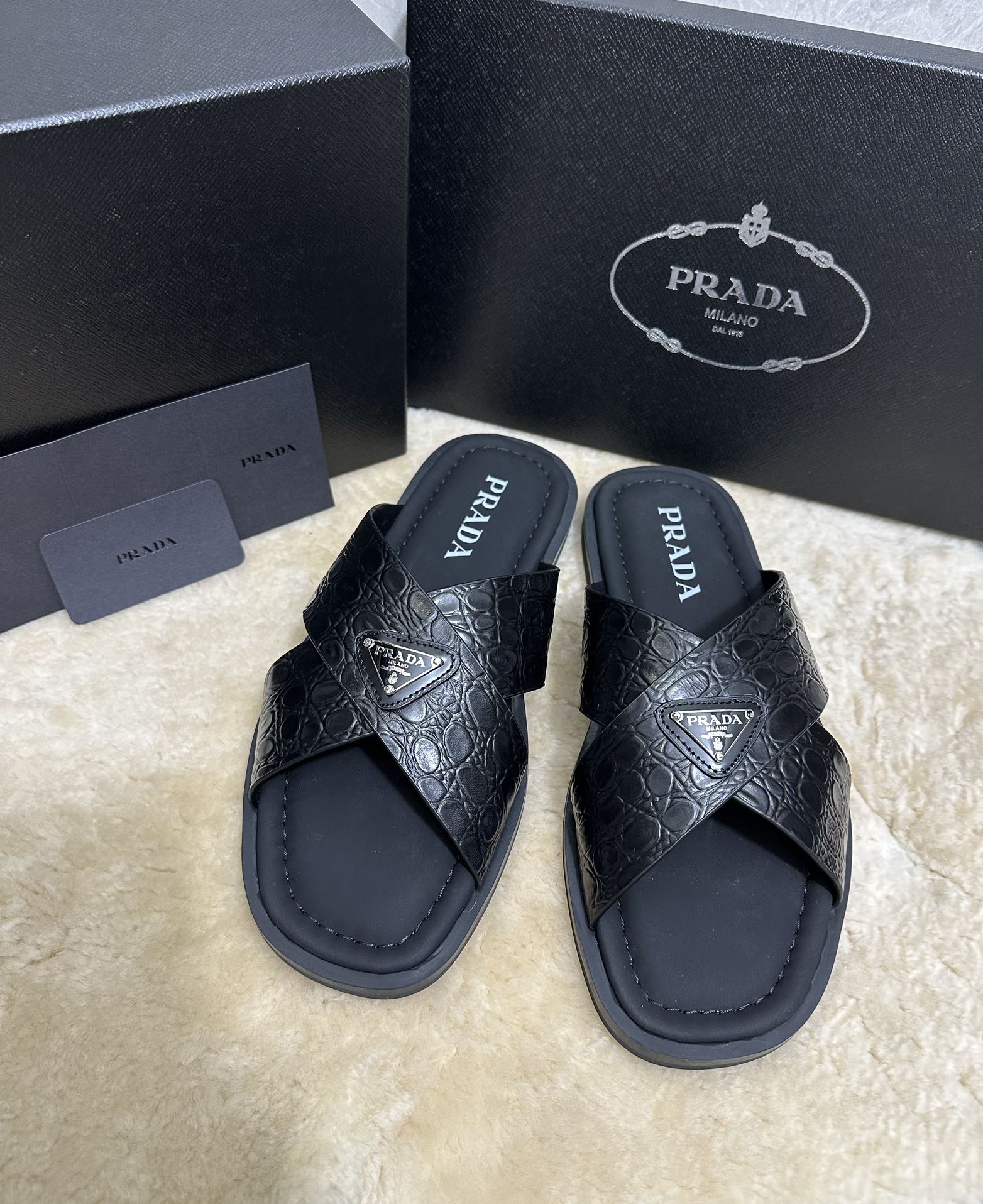 Pr Men's Crocodile Leather Slippers 0726042102