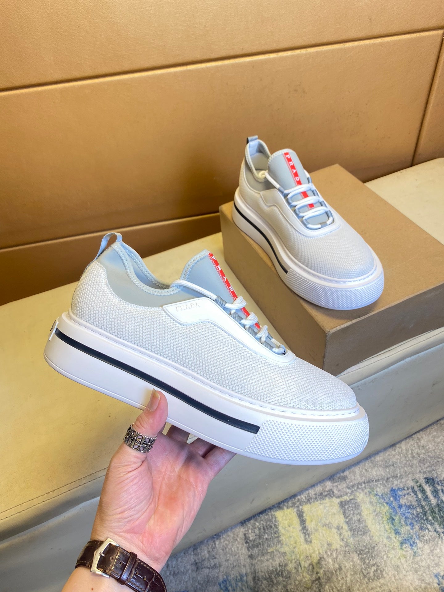 P Fashion Flying Knit Upper Thick-soled Casual Shoes 0724111110