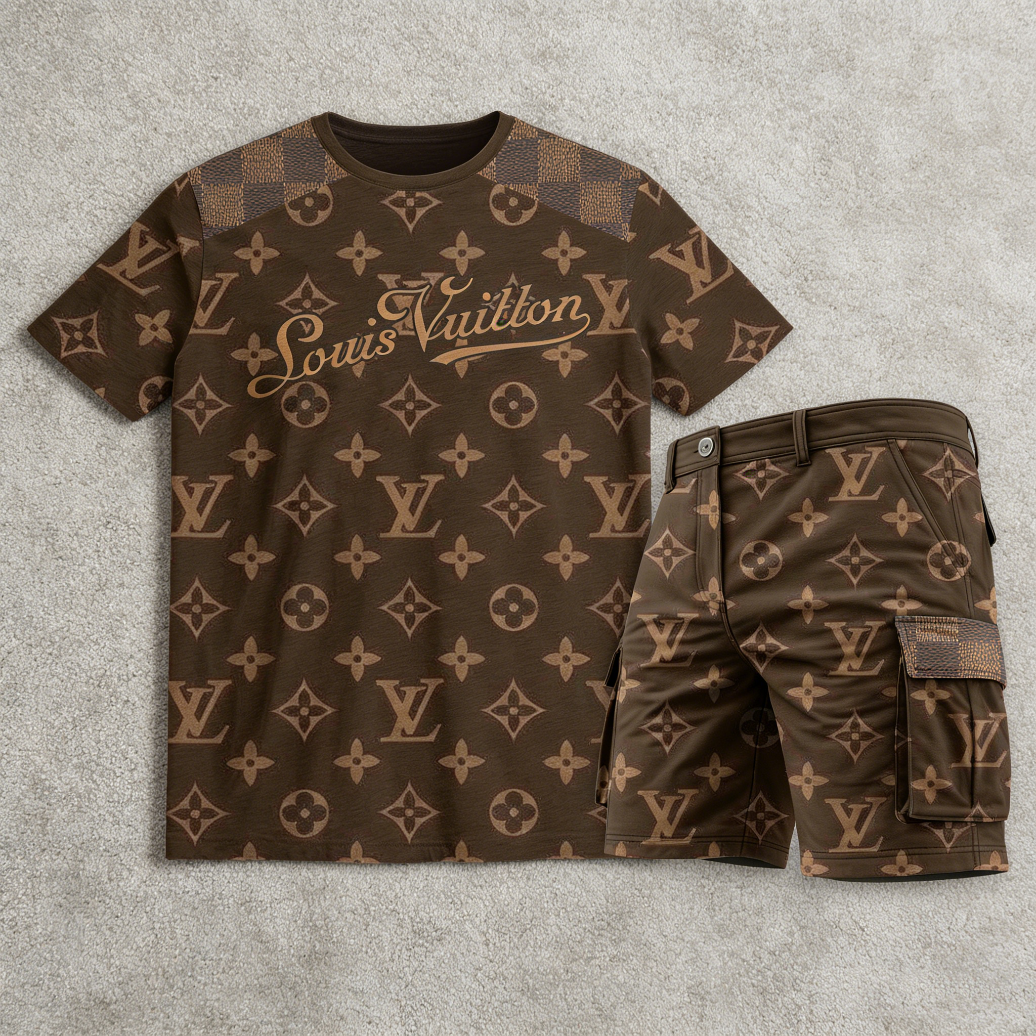 LV | Premium T-Shirt & Cargo Shorts Set CB240-LV-HYT-TT-13062504