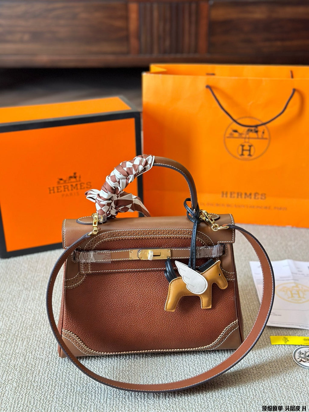 H Pure cowhide fashion Kelly bag 0724101019
