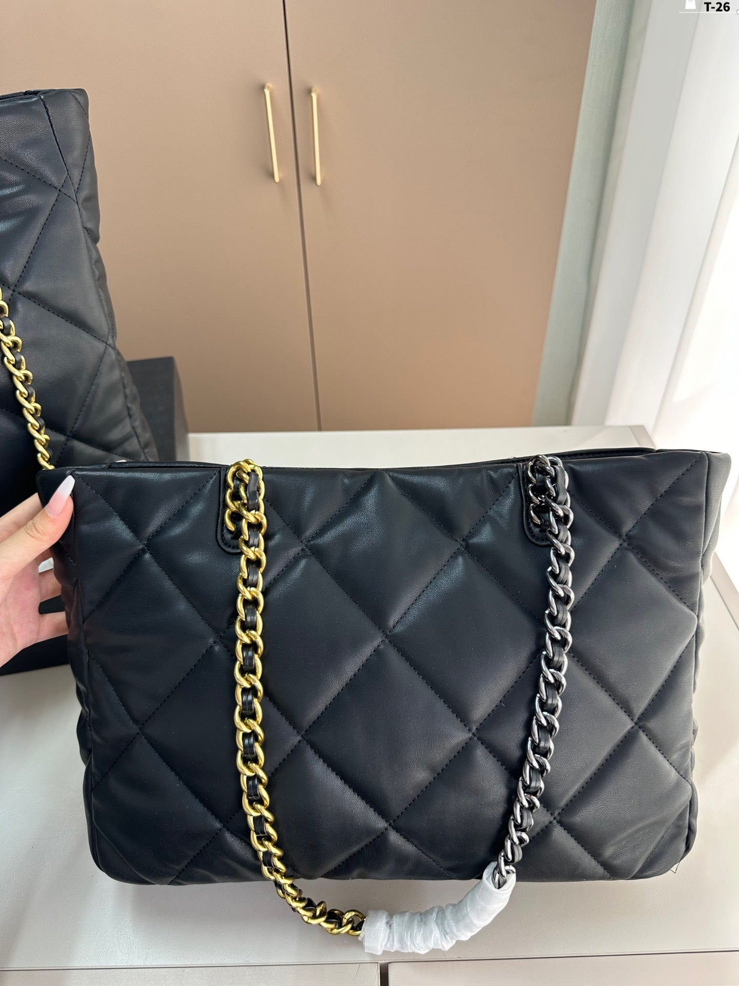 Y fashion rhombus chain tote bag 0724061208
