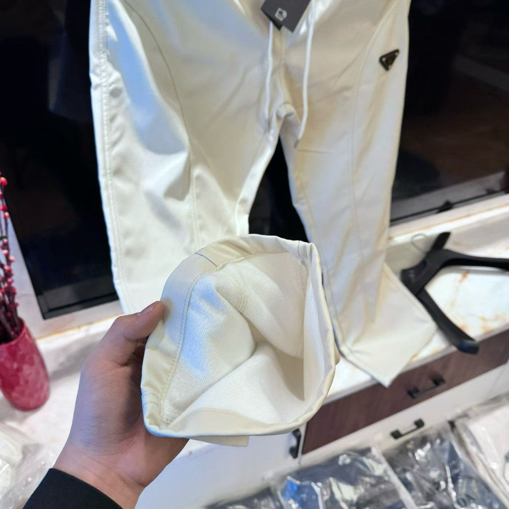New Fashion Men's Fleece Lined Triangle Logo Flared Casual Pants PD1326102118