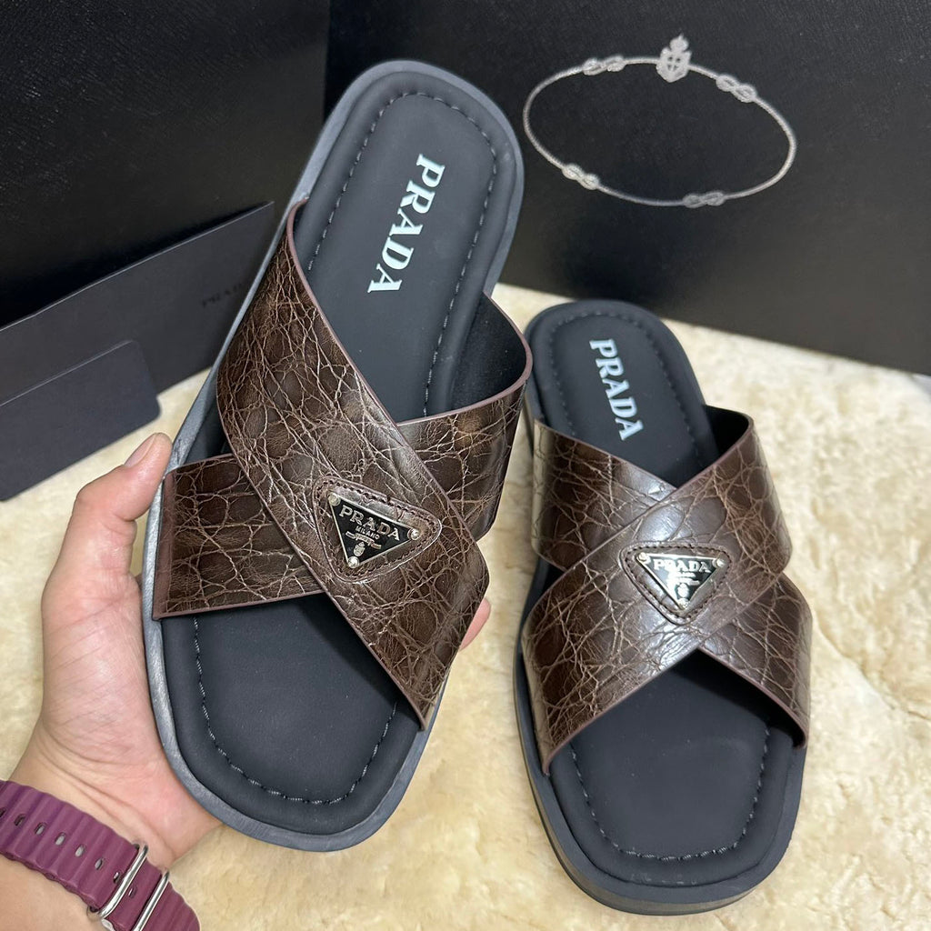 Pr Men's Crocodile Leather Slippers 0726042102