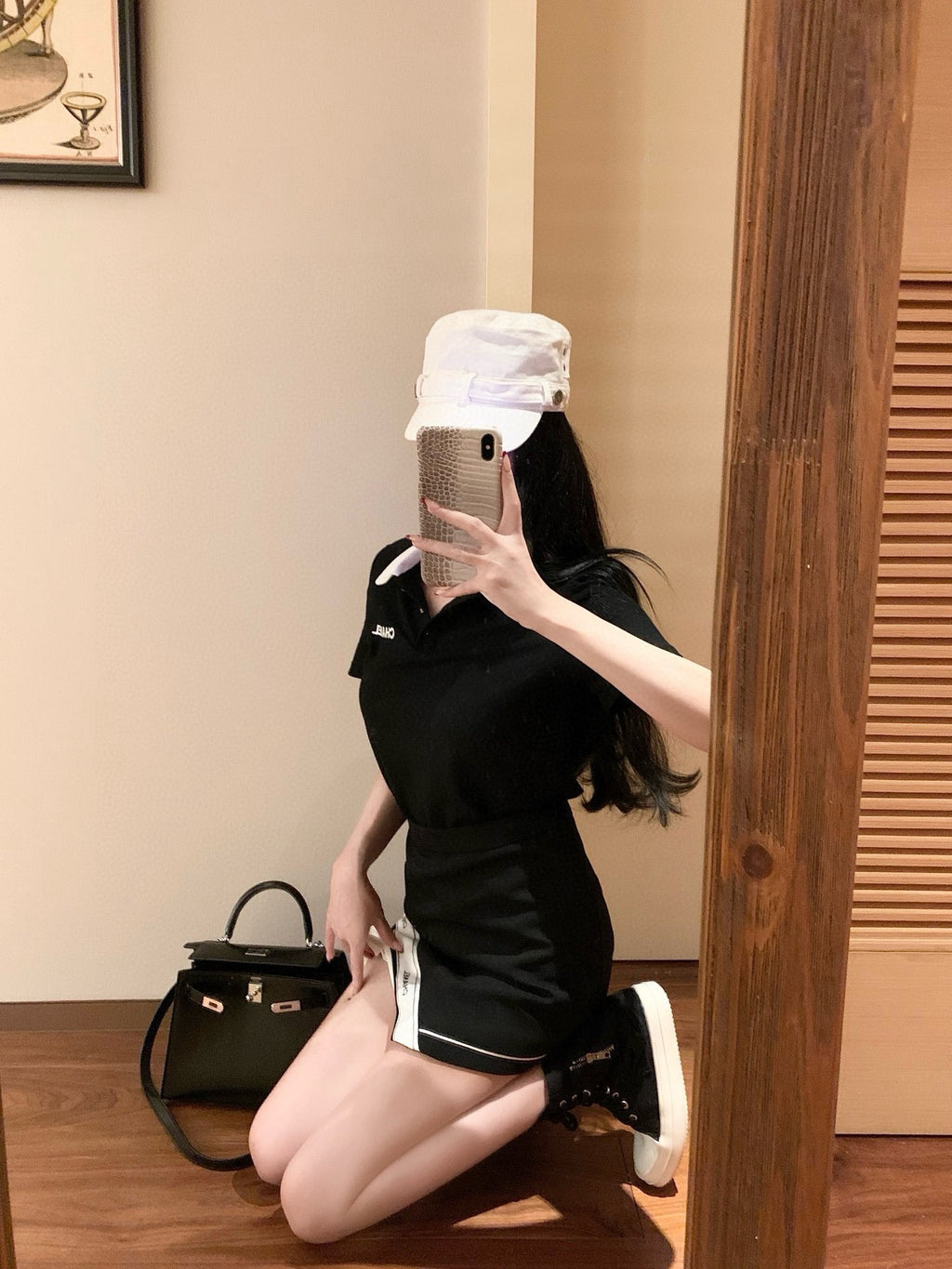 suit letter embroidery contrasting color polo collar short-sleeved T-shirt 0724050903