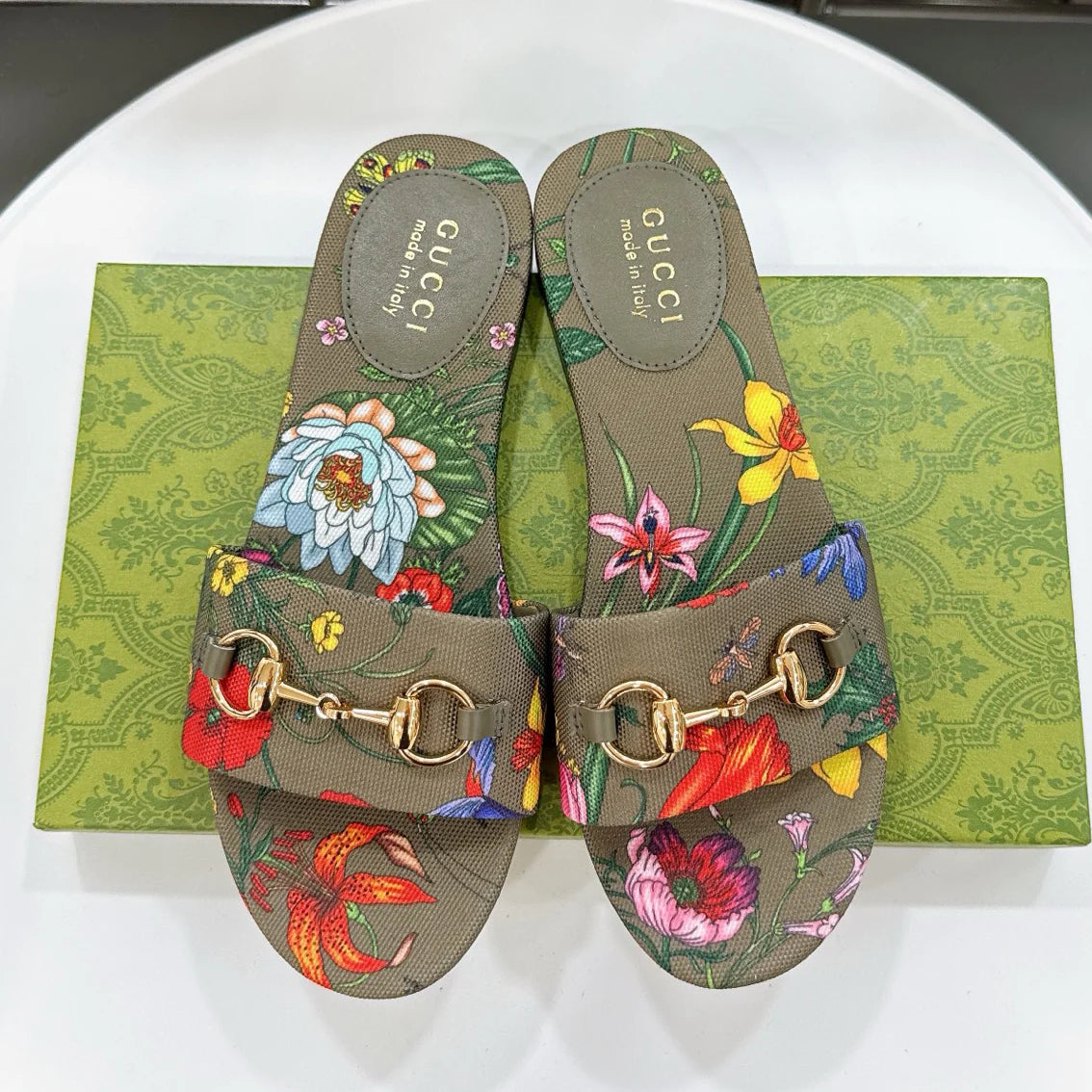 New Floral Horsebit Buckle Women's Slippers 1025070413