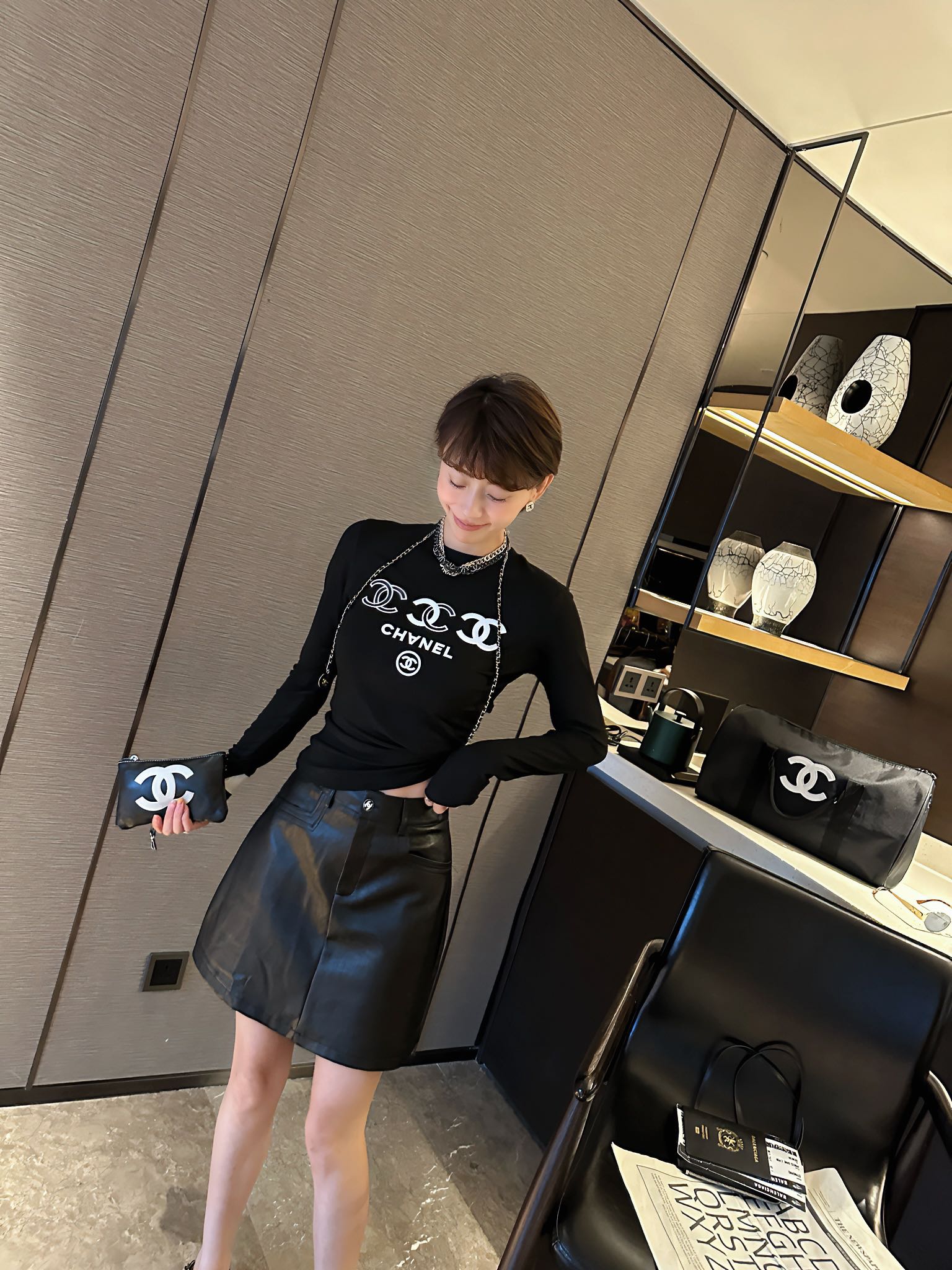 letter logo printed elastic bottom long sleeve 0724121109