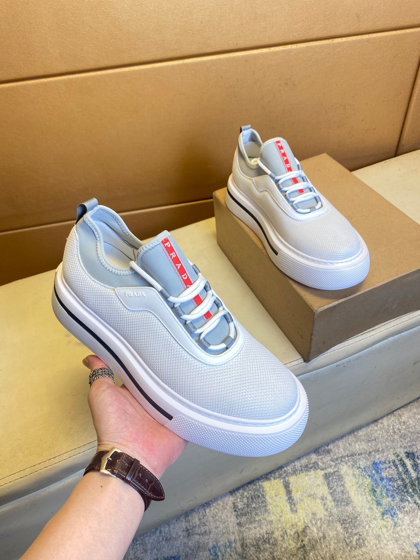 P Fashion Flying Knit Upper Thick-soled Casual Shoes 0724111110