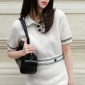 New Hollow Out Polo Neck Knit Dresses 1025051910