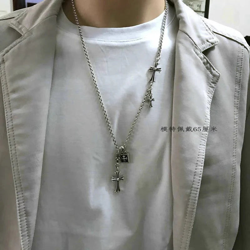 Unique Long Chain with Double Cross Pendants 1026061714