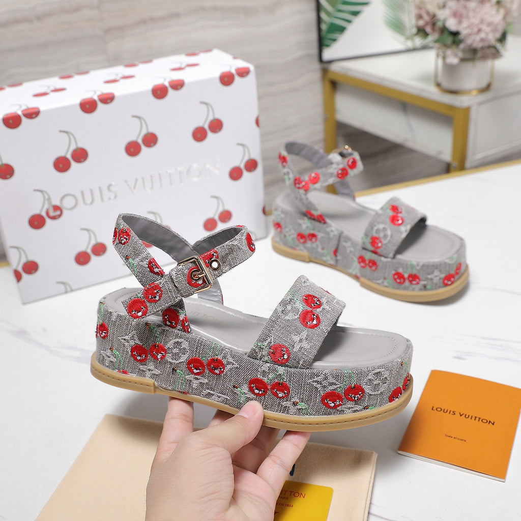 L fashion new cherry thick-soled sandals 0725072106