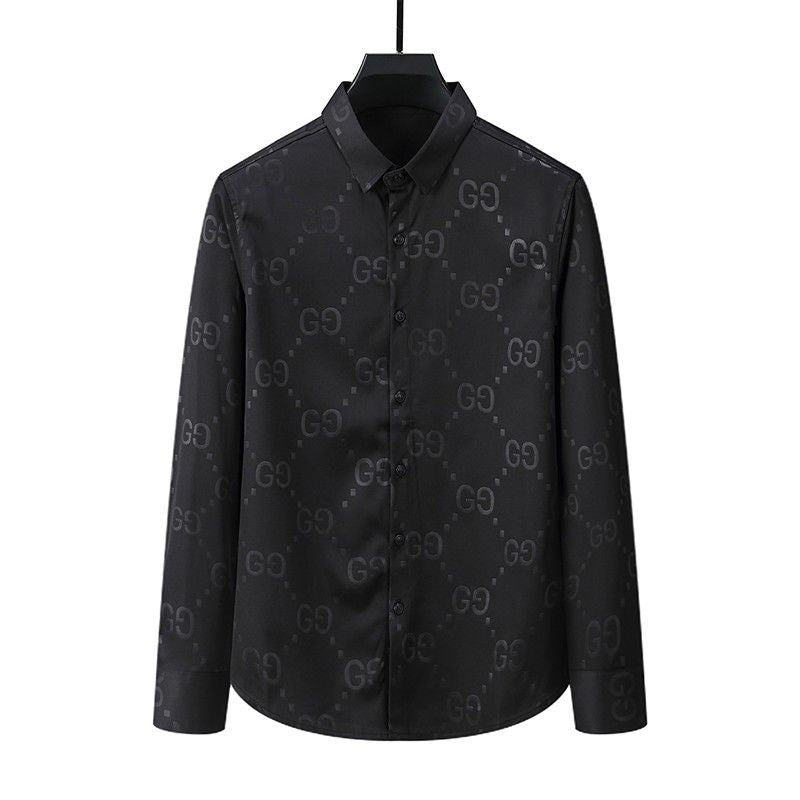 New Men's Full Body Printed Casual Long Sleeve Slim Fit Shirts