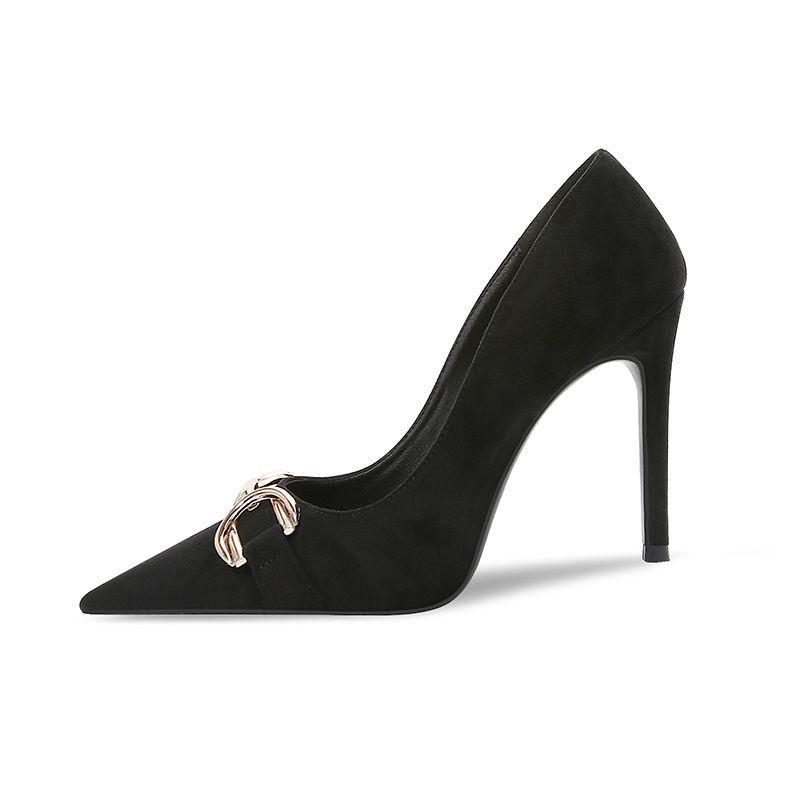Stiletto Pointed Toe Leather High Heels 0823120601