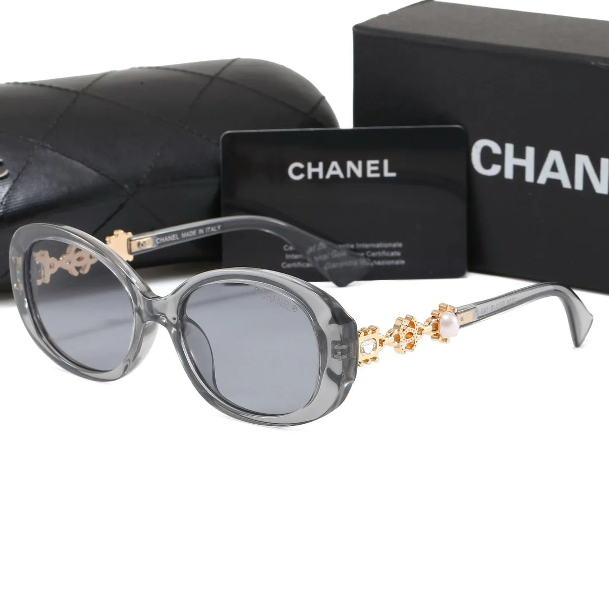 Luxury Women CC Oval Pearl Decor Sunglasses PF1326090702