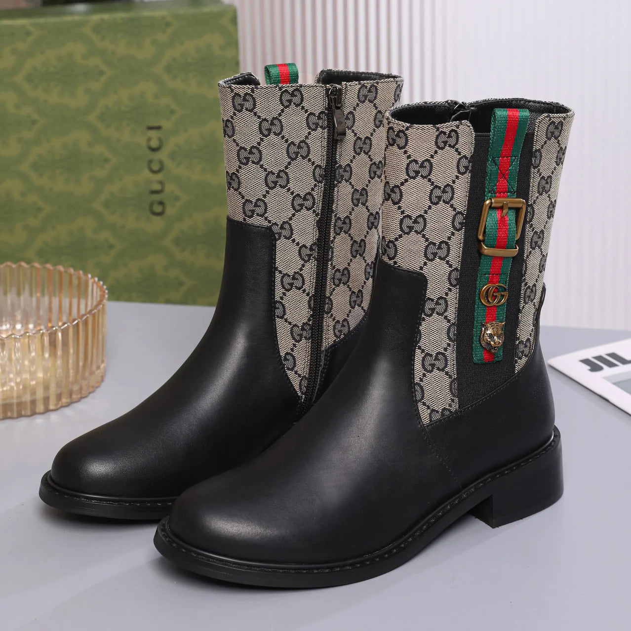G New Classic Tiger Head Ankle Boots 1025101326
