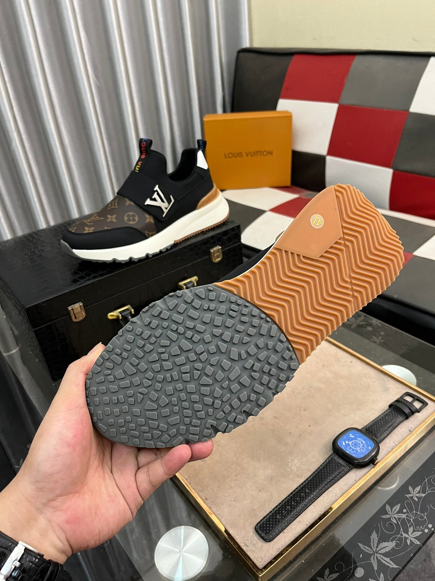 L fashion print rubber sole sneakers 0724120902