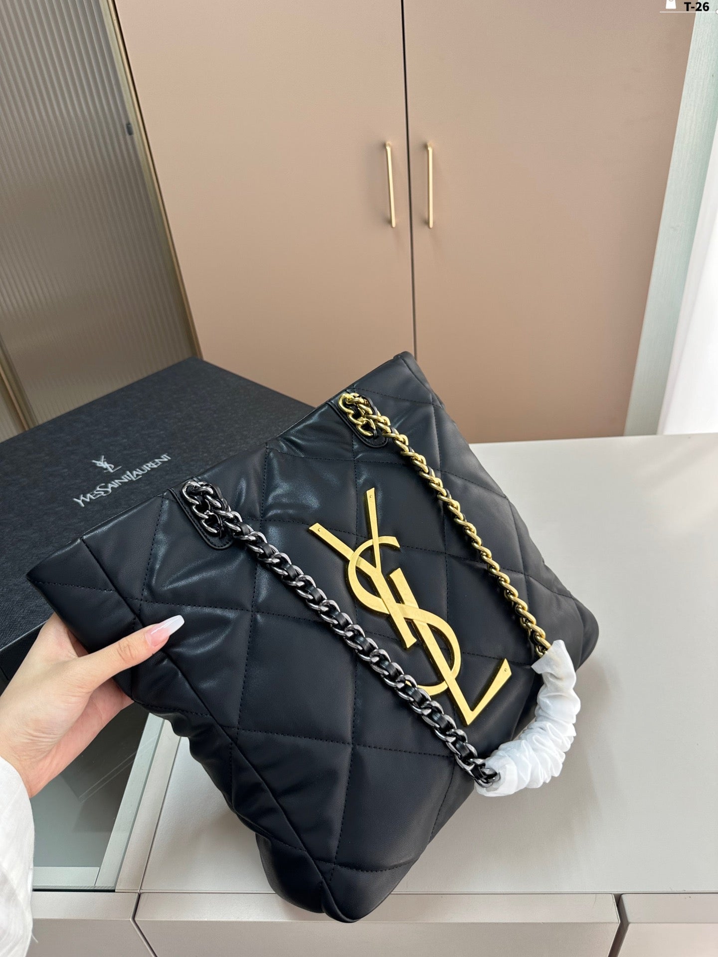 Y fashion rhombus chain tote bag 0724061208