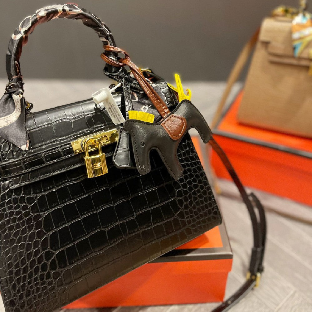 Kelly Handbag In Black Crocodile Leather