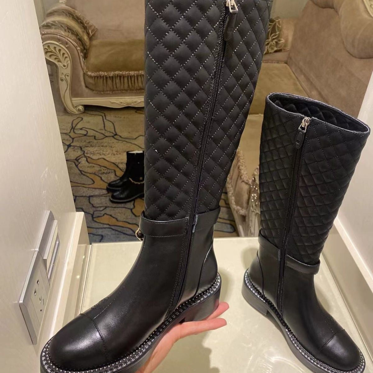 rhombus metal chain boots 1824092702