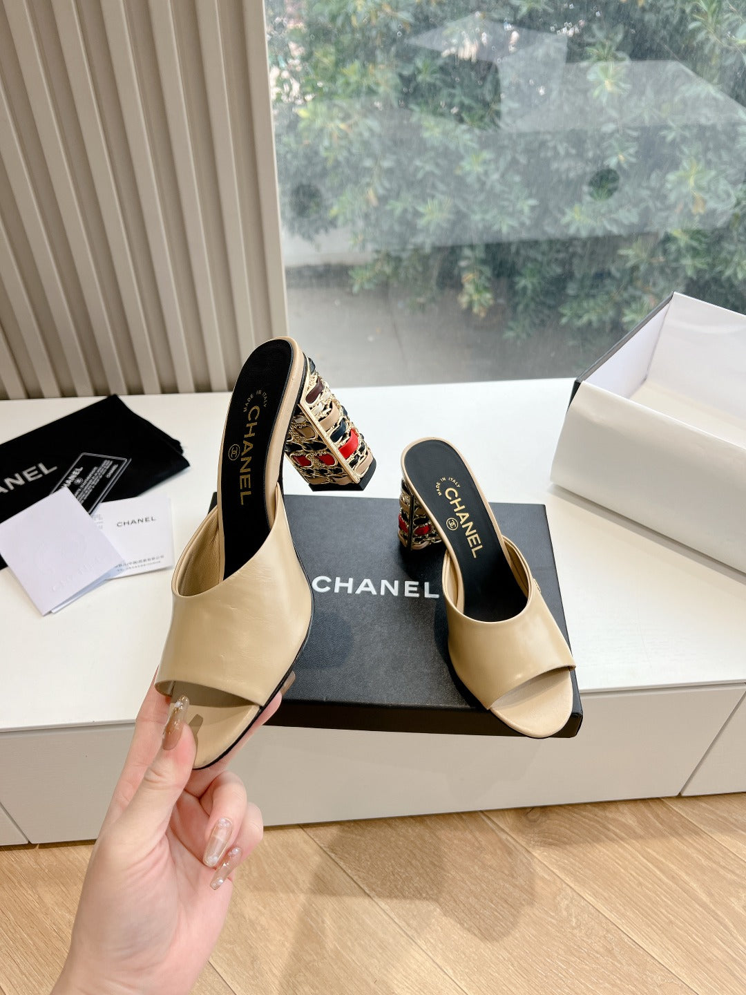 Chane1 top fashion classic high heel slippers 0724030821