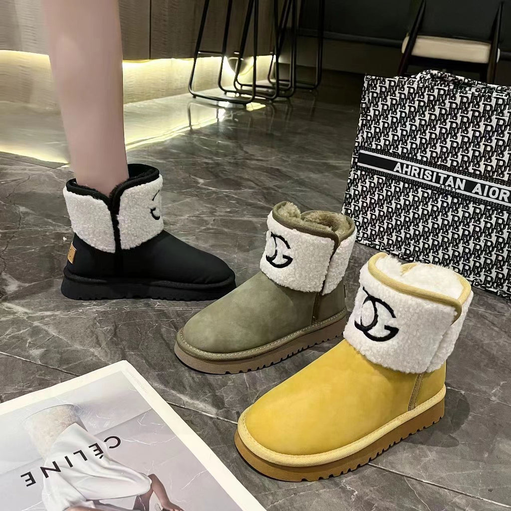 Warm Thickened Letter Lamb Wool Short Boots 0823112312