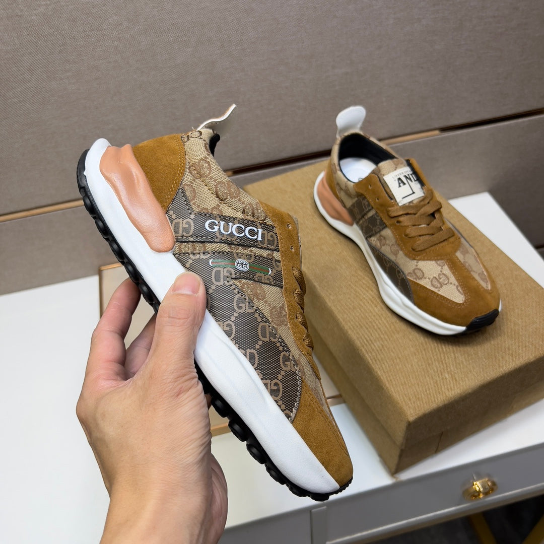 SUEDE CANVAS-PANEL SNEAKERS