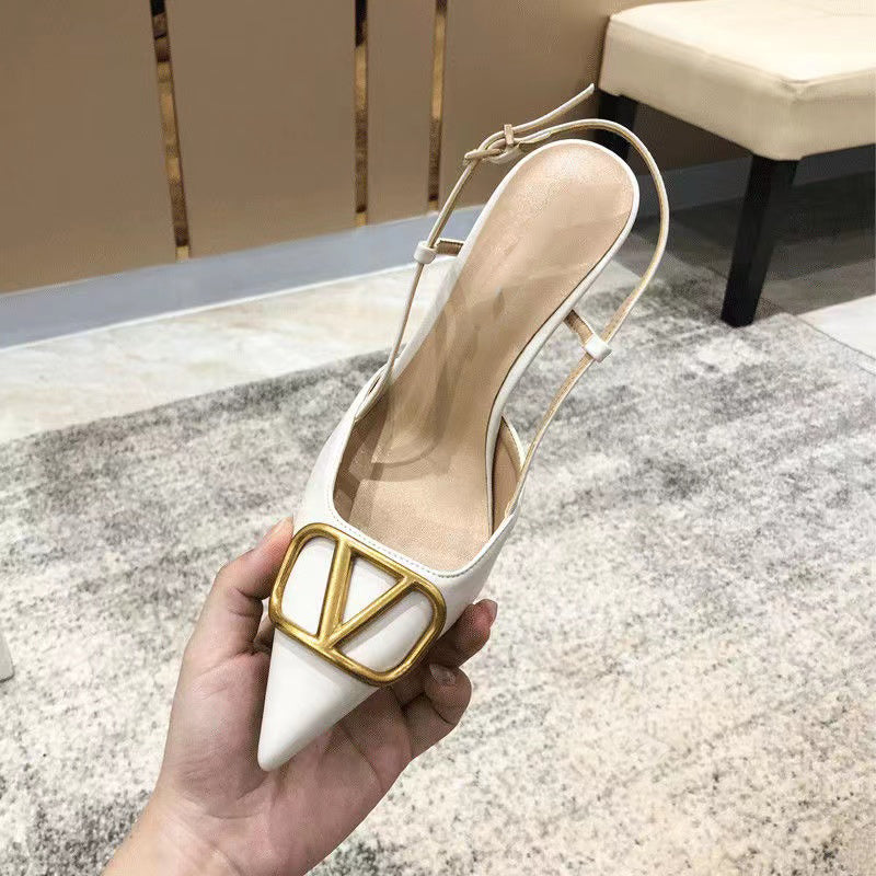 V pointed toe stiletto sandals