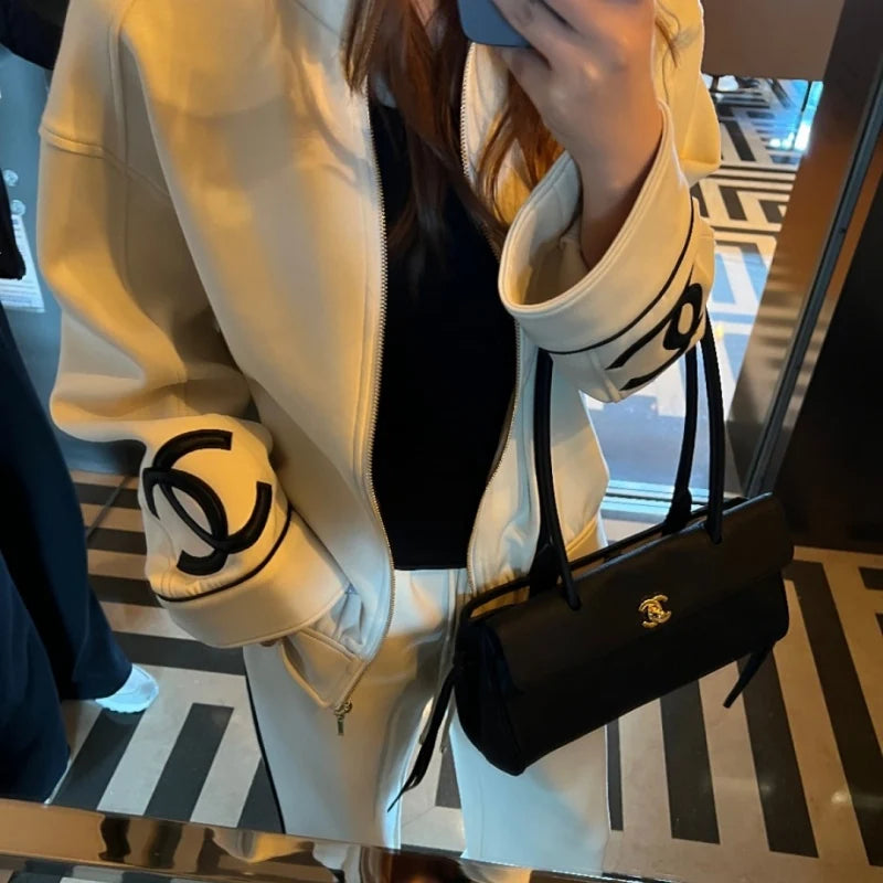 CH New Fashion Women Stand‑Collar Tracksuit Set  XC1326090420