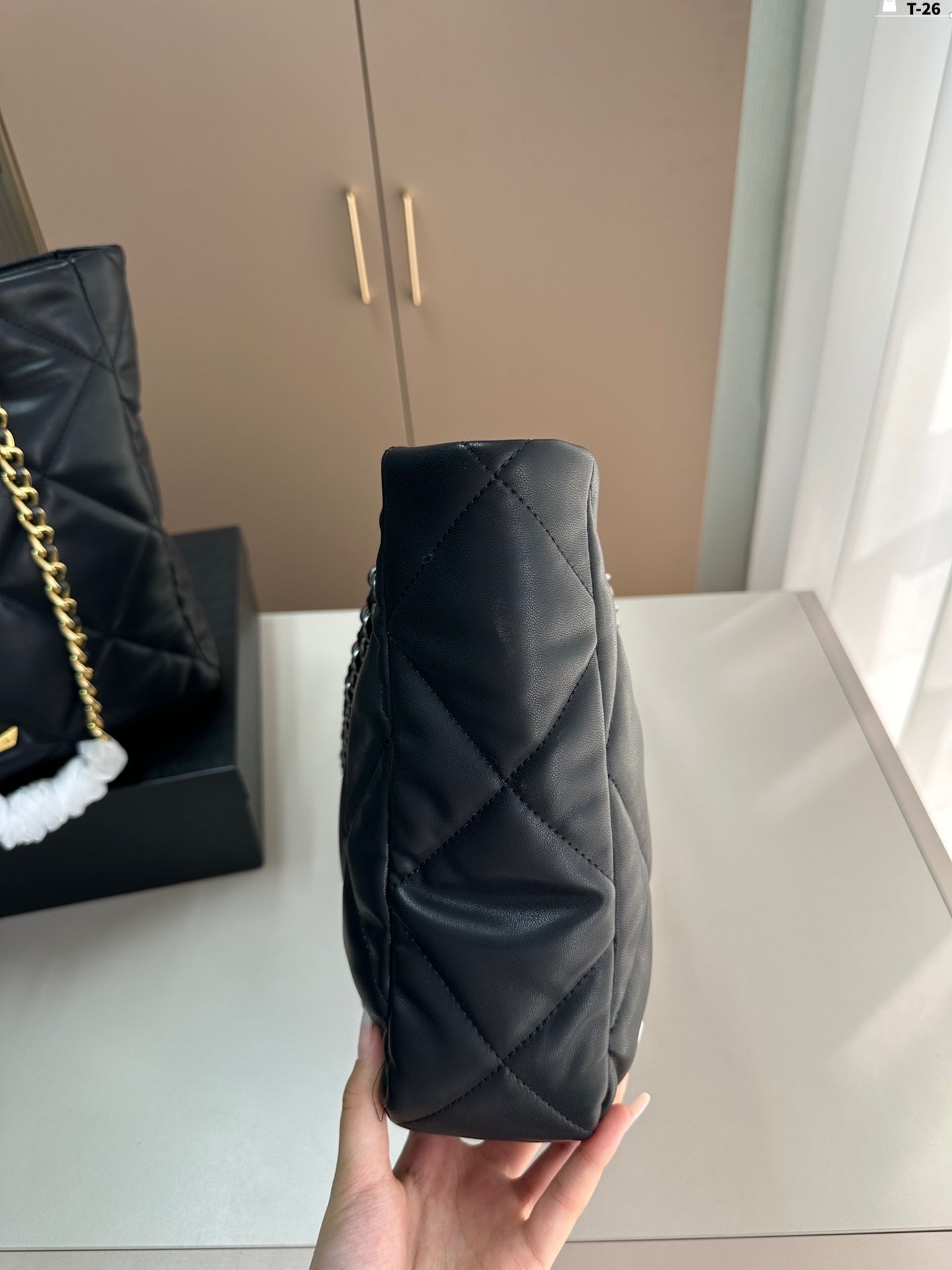 Y fashion rhombus chain tote bag 0724061208