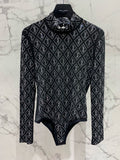 New Slim-Fit Bodysuit with Logo Embellishments Crystals 0725022704