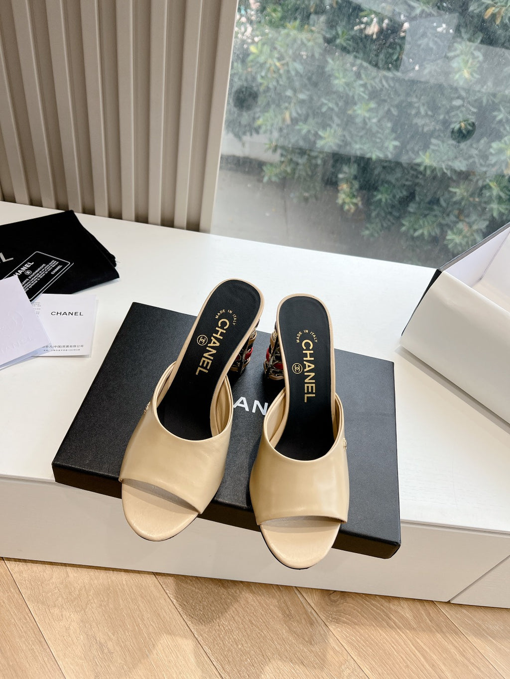 Chane1 top fashion classic high heel slippers 0724030821