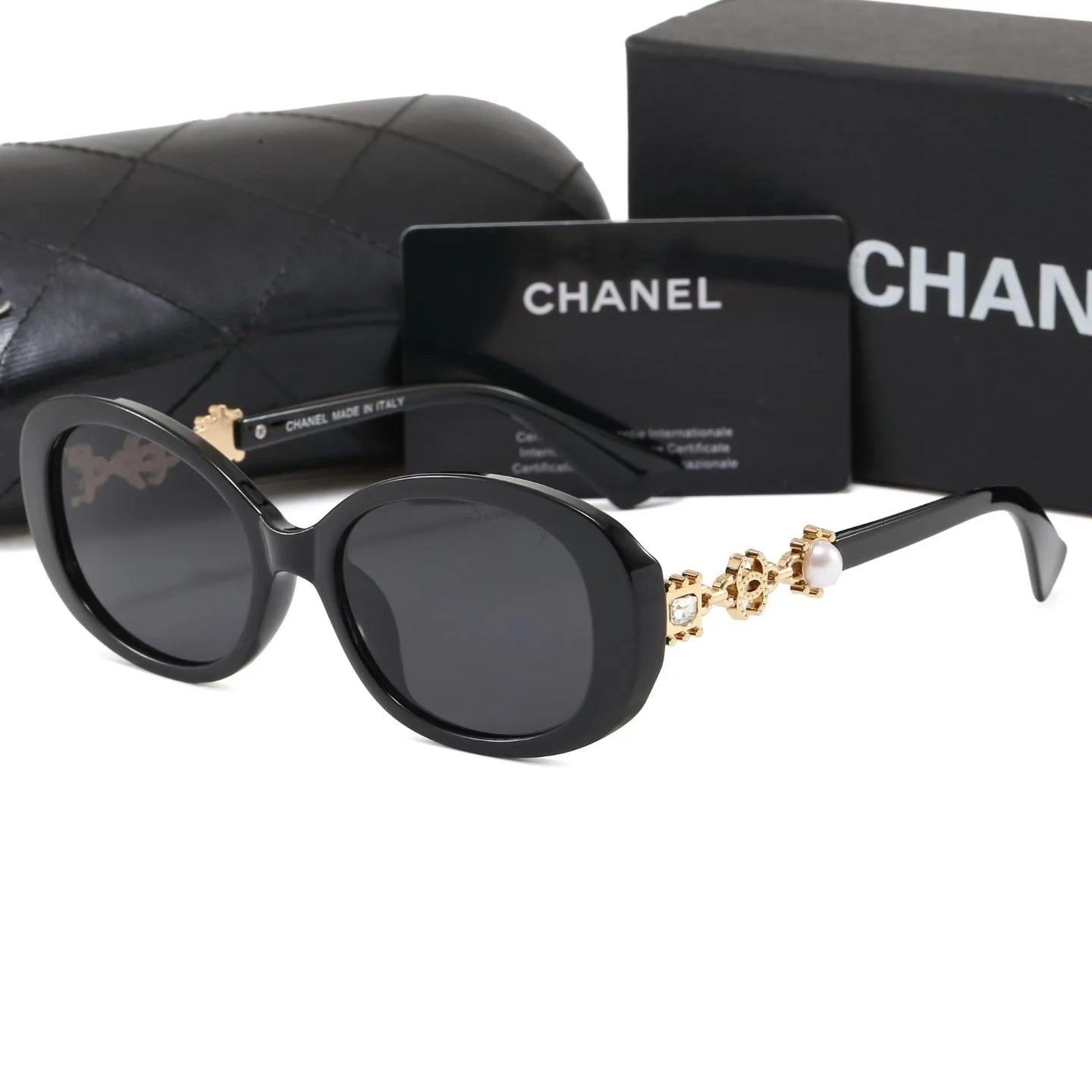 Luxury Women CC Oval Pearl Decor Sunglasses PF1326090702