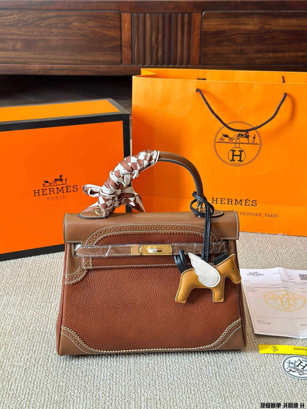 H Pure cowhide fashion Kelly bag 0724101019