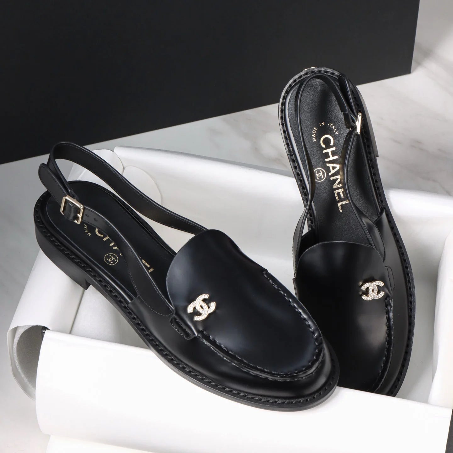 Women's Black Slingback Loafers
