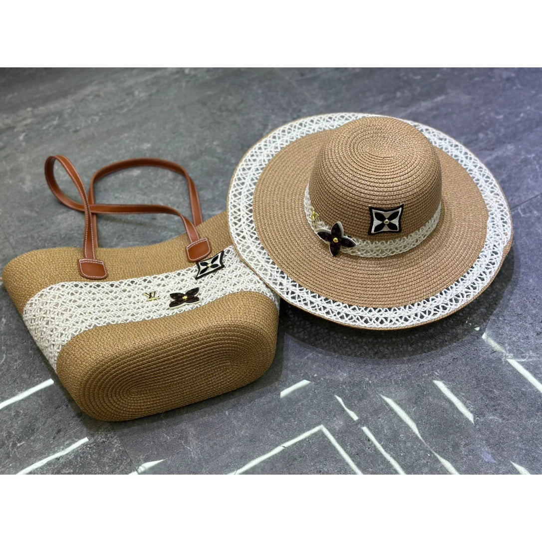 New Fashionable Hundred Beach Hat and Bag Set 1025040111