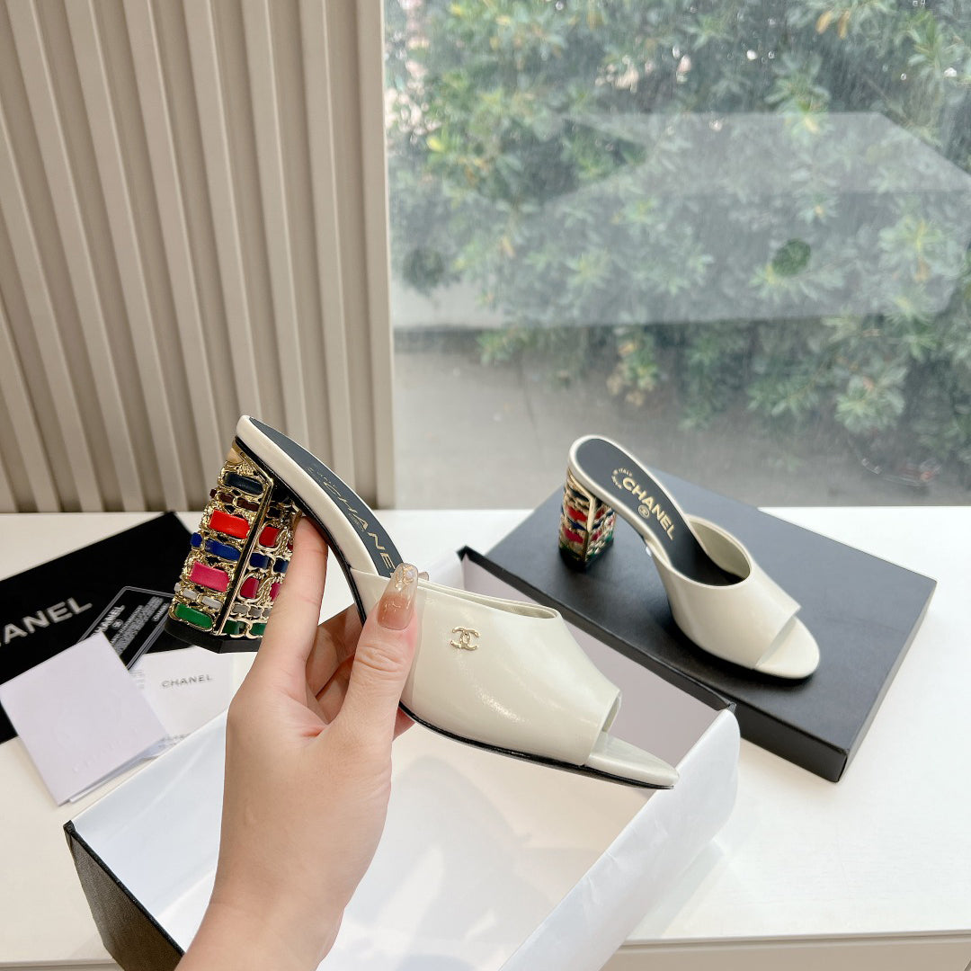 Chane1 top fashion classic high heel slippers 0724030821
