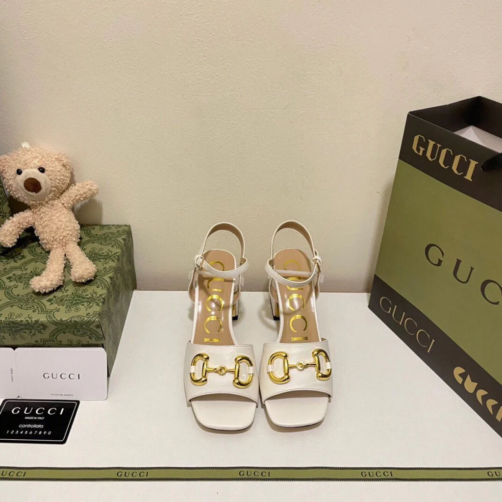 New Horsebit Buckle French Thick Heel Sandals 1024042622