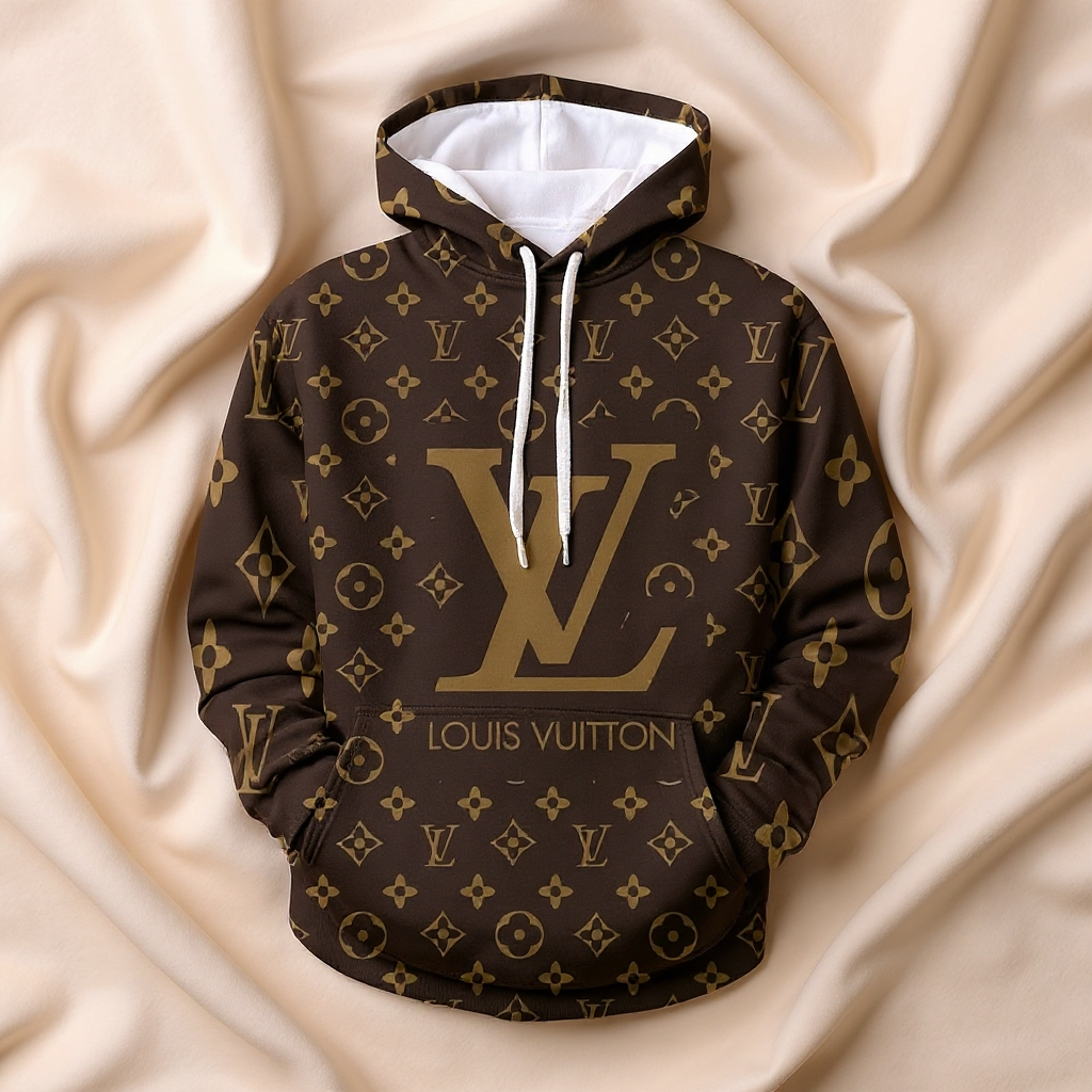 V Logo brown Loose printed hooded