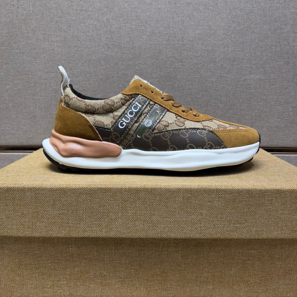 SUEDE CANVAS-PANEL SNEAKERS