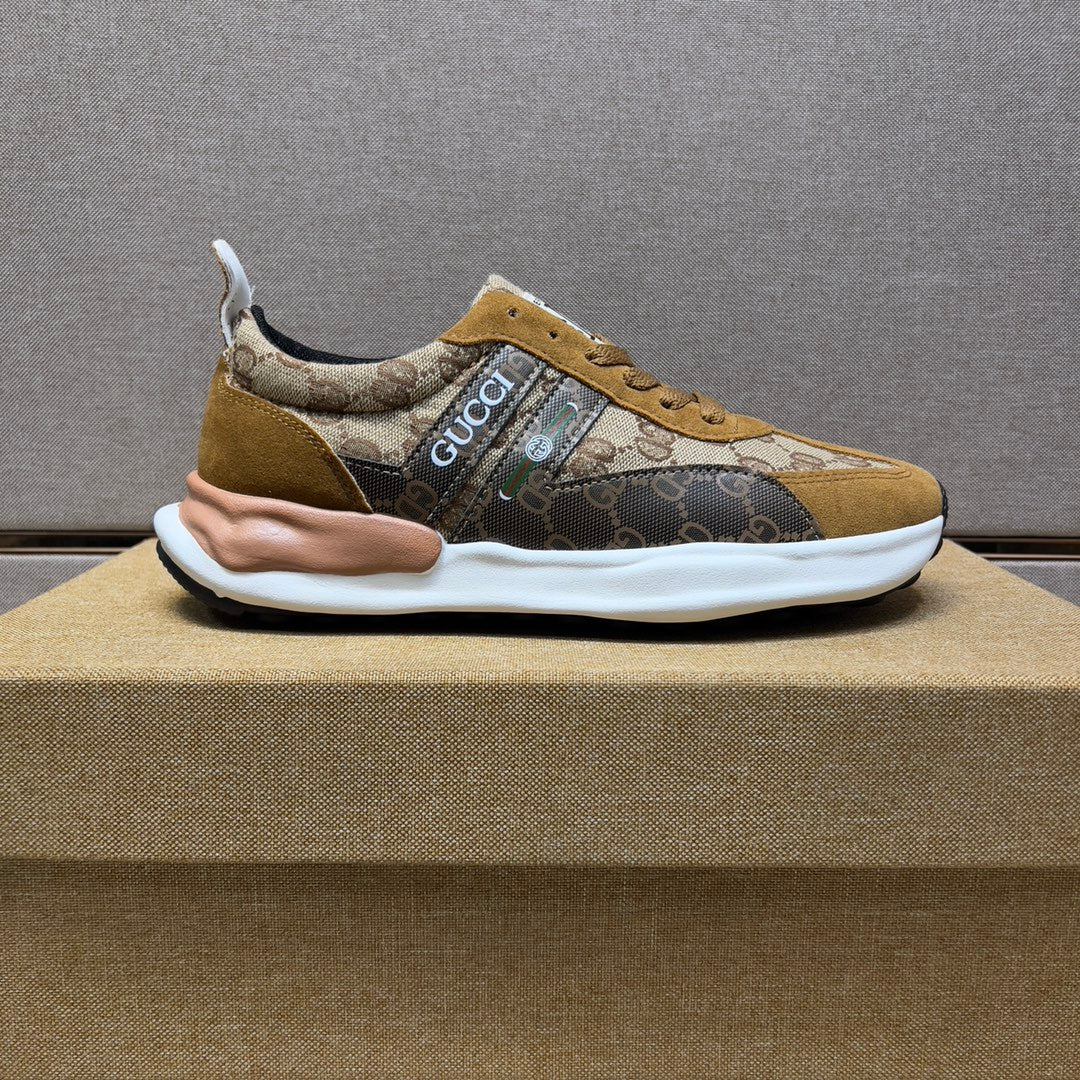 SUEDE CANVAS-PANEL SNEAKERS