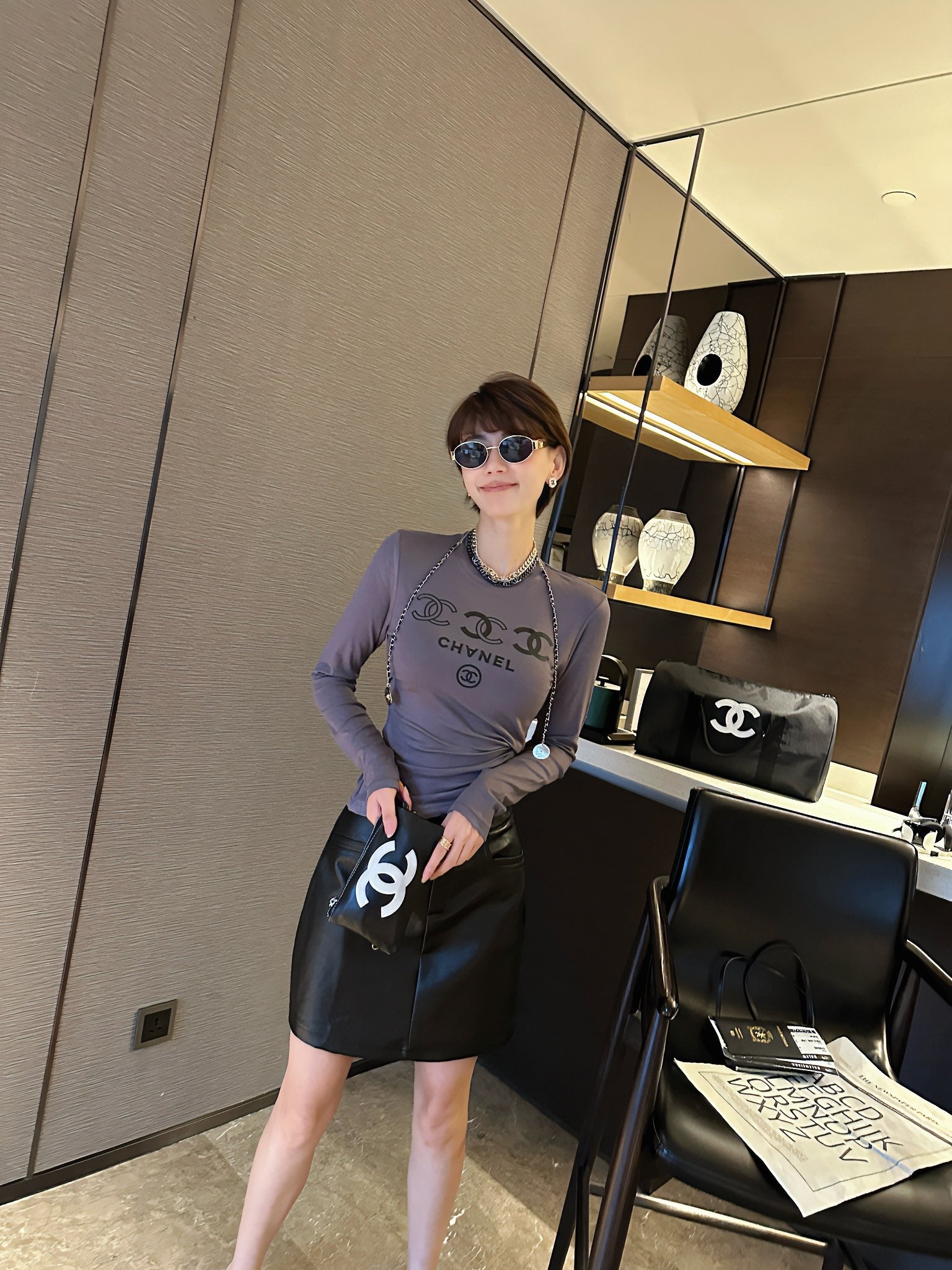 letter logo printed elastic bottom long sleeve 0724121109