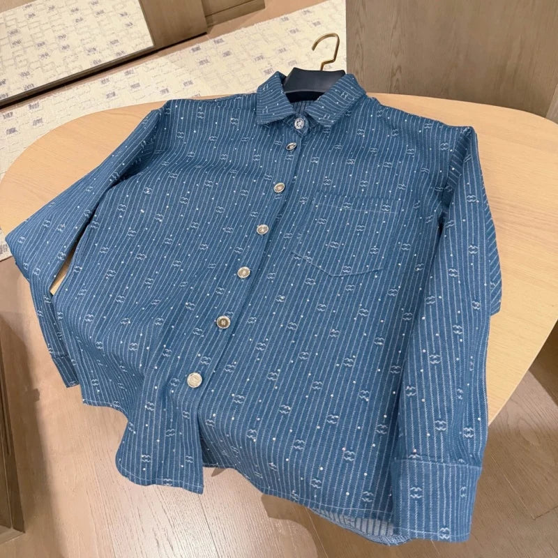 CH New Fashion Women Rhinestone Denim Shirt Jacket XC1326090419