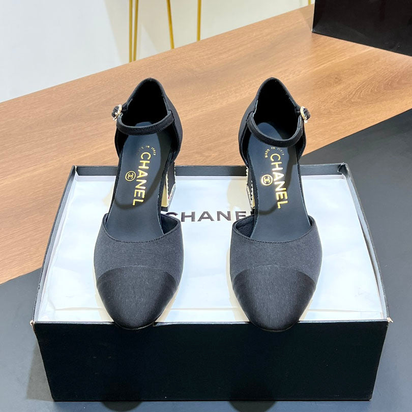 Rhinestone square heel high heels 1824082802
