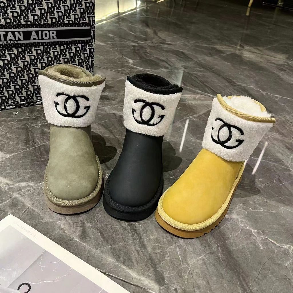 Warm Thickened Letter Lamb Wool Short Boots 0823112312