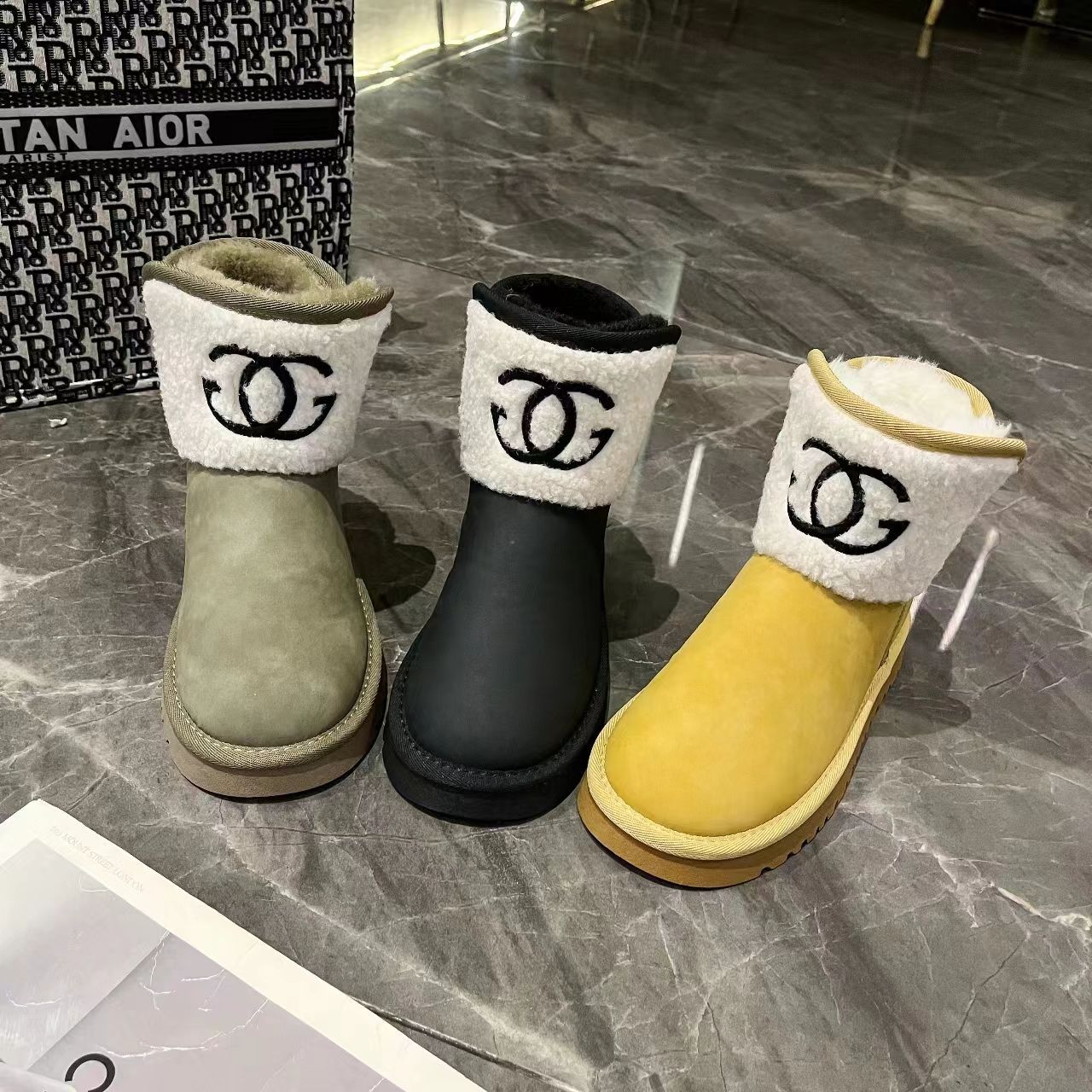 Warm Thickened Letter Lamb Wool Short Boots 0823112312