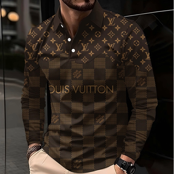 L Fashion Print Stand Collar Polo Long Sleeve 3D0725112001